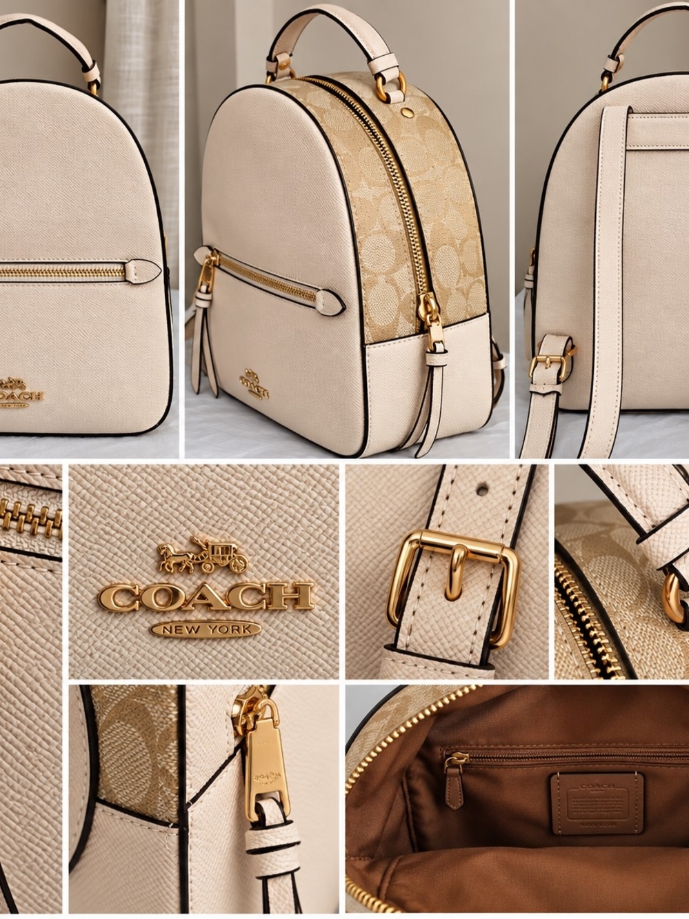 Coach Mini Backpack in Chalk with Signature Canvas Panels